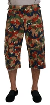 DOLCE & GABBANA DOLCE & GABBANA MULTICOLOR COTTON CAMOUFLAGED CARGO MEN'S SHORTS