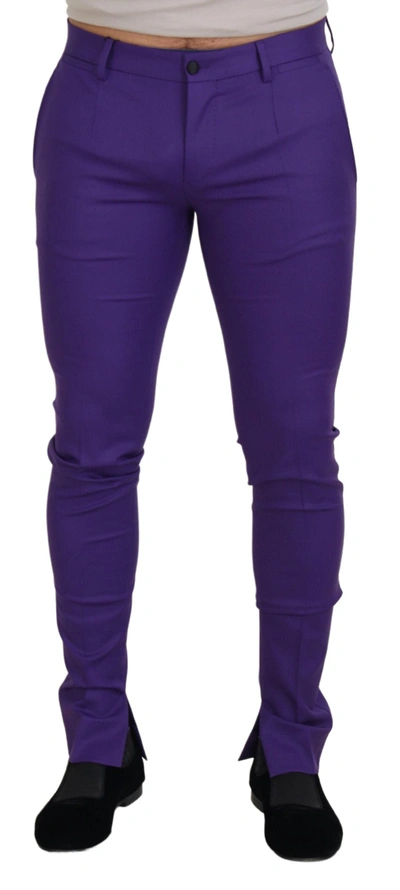 Dolce & Gabbana Purple Wool Slim Fit Chino Pants