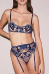 Fleur Du Mal Violet Embroidered Garter Belt In Multi