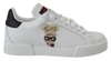 DOLCE & GABBANA DOLCE & GABBANA WHITE LOGO PATCH EMBELLISHED SNEAKERS WOMEN'S SHOES