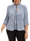 Alex Evenings Plus Size Printed Mandarin Jacket & Top Set In Blue