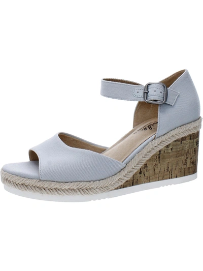Lifestride Go For It Womens Buckle Canvas Wedge Heels In Multi