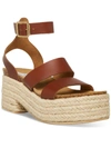 STEVE MADDEN KELTON WOMENS LEATHER ANKLE STRAP PLATFORM SANDALS