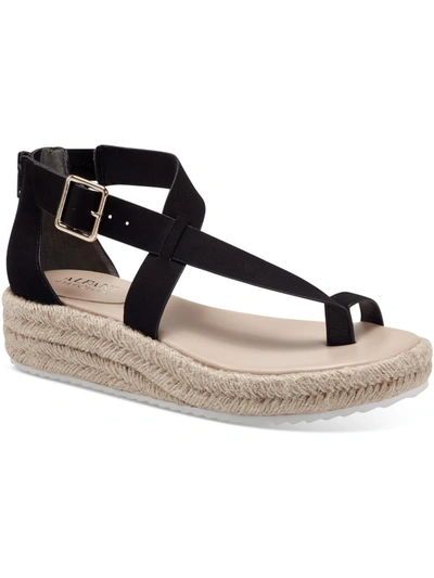 Alfani Moiraf Womens Ankle Strap Wedge Heel Espadrilles In Black