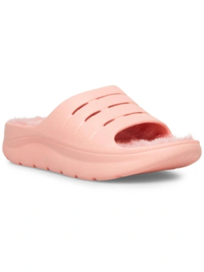 Madden Girl Hawaii-f Womens Faux Fur Casual Pool Slides In Pink