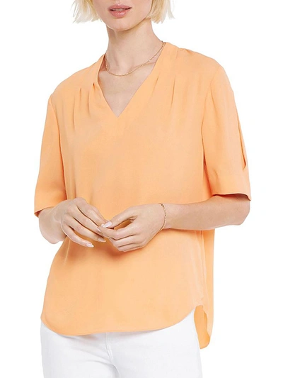 Nydj Womens Floral V-neck Top In Orange