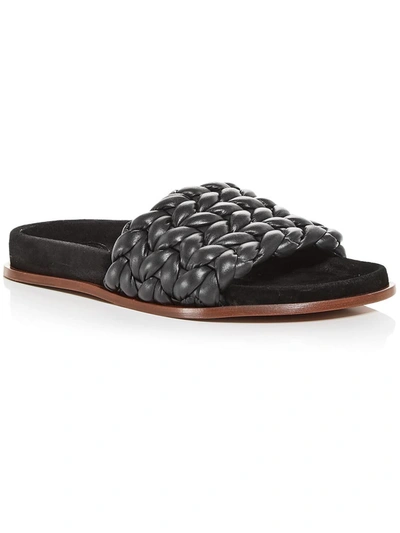 Chloé Womens Leather Woven Slide Sandals In Black