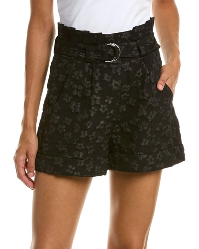 Gracia Puckered Floral Short In Black