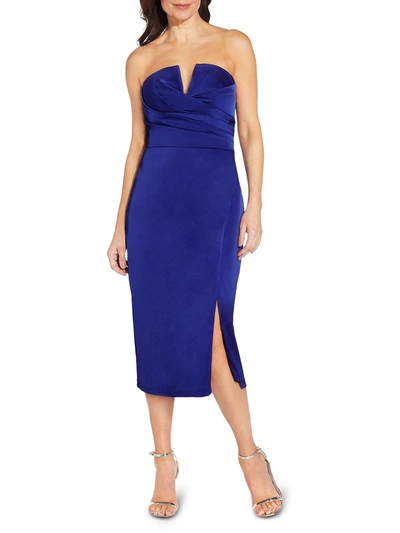 Aidan Mattox Womens Satin Mini Cocktail And Party Dress In Blue