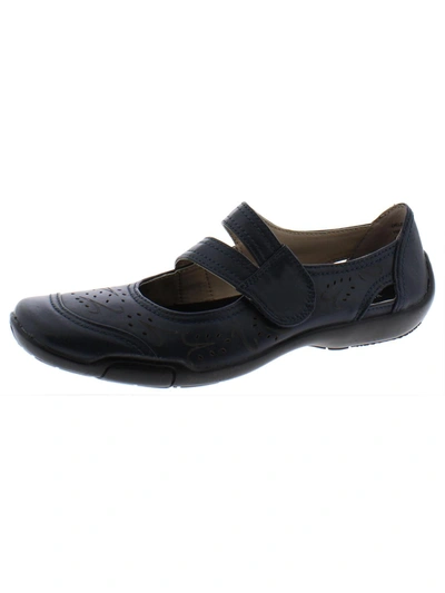 Ros Hommerson Chelsea Womens Leather Laser Cut Mary Janes In Blue
