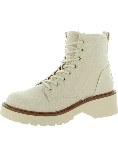 Madden Girl Carra Womens Rhinestone Lug Sole Ankle Boots In White
