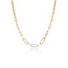 Rachel Glauber Rg 14k Yellow Gold Plated With Cubic Zirconia Elongated Cable Link Chain Necklace