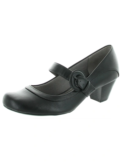 Lifestride Rozz Womens Cushioned Footbed Strap Mary Jane Heels In Black