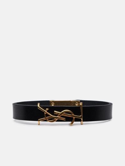 Saint Laurent Kids' Black Leather Bracelet