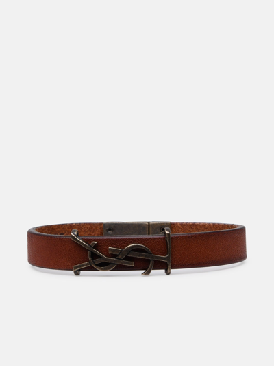 Saint Laurent Brown Leather Opyum Bracelet