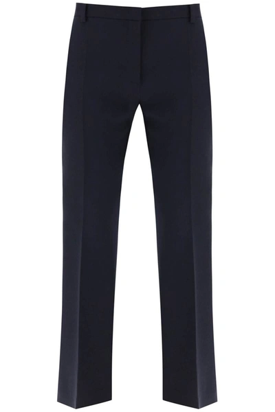 Valentino Slim Pants In Crepe Couture In Blue