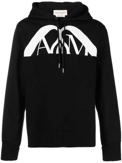 Alexander Mcqueen Logo-print Cotton Hoodie In Black