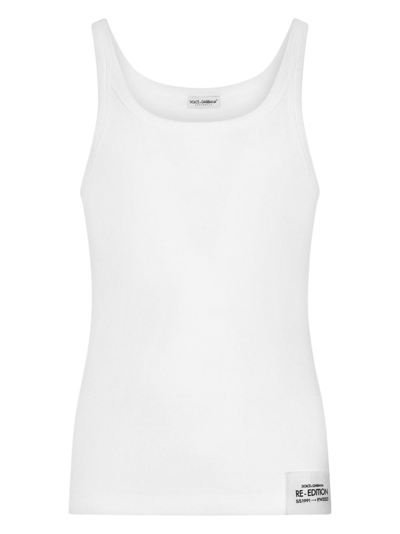 DOLCE & GABBANA LOGO-PATCH COTTON TANK TOP