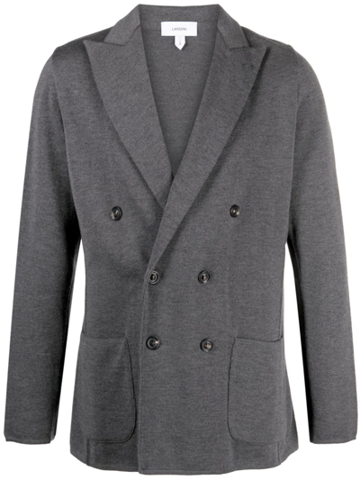 Lardini Double-breasted Wool Blazer In Grey