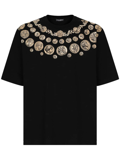 Dolce & Gabbana Graphic-print Short-sleeve T-shirt In Black