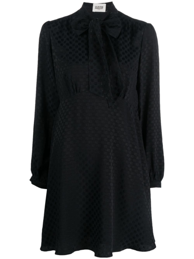 Claudie Pierlot Monogram-pattern Long-sleeve Dress In Black