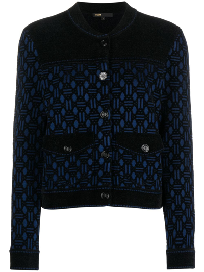 Maje Monogram-pattern Bomber Jacket In Black