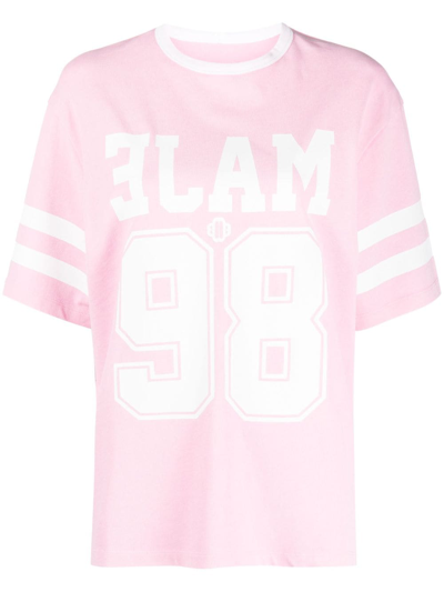 Maje Logo-print Cotton Jersey Top In Pink