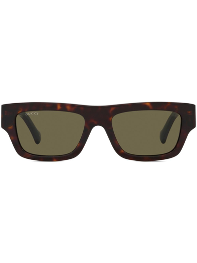 Gucci 1301 Rectangle-frame Sunglasses In Braun