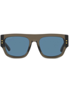 Gucci Logo-engraved Square-frame Sunglasses In Grau