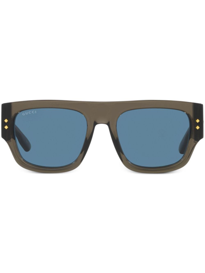 Gucci Logo-engraved Square-frame Sunglasses In Grau