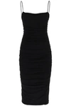 Pinko Forza Sleeveless Gathered Midi Crepe Dress