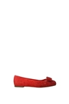 FERRAGAMO BALLET FLATS VARINA SUEDE RED FLAME