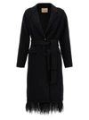 TWINSET BELTED SINGLE BREAST COAT COATS, TRENCH COATS BLACK