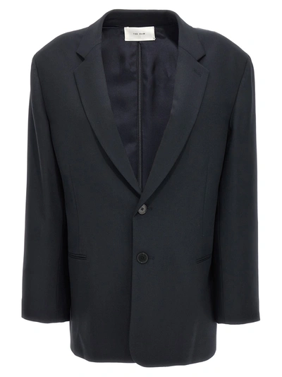 The Row Cochise Single-breasted Wool Jacket In Blue