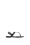 Saint Laurent Black Cassandra Flat Sandals In Crocodile-embossed Leather With Gold-tone Monogram