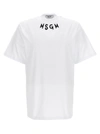 Msgm White Crewneck T-shirt With Logo Lettering On The Neck