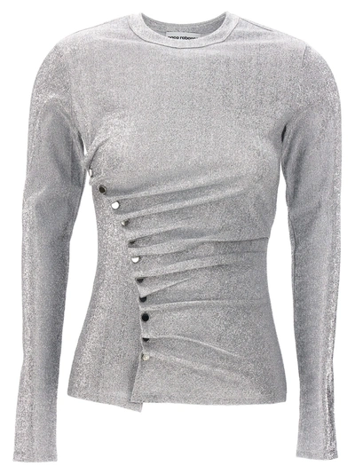Rabanne Draped Button Blouse In Silver