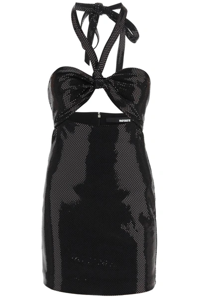 Rotate Birger Christensen Coated Mini Halter Dress In Black