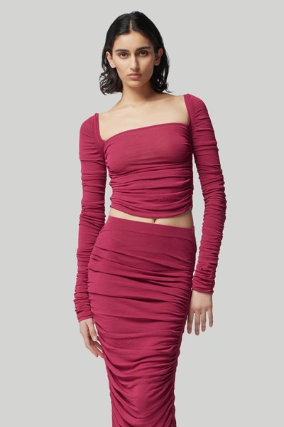 Altuzarra Asgard Square-neck Ruched Jersey Top In Syrah