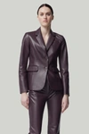 Altuzarra Egan Leather Blazer Jacket In Aubergine