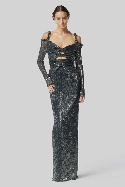 Altuzarra Sequined Cutout Gown In Midnight Silver