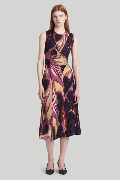 Altuzarra Nuada Abstract-pattern Print Dress In Mulberry Feather
