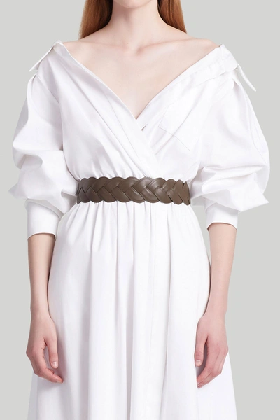 Altuzarra 'skinny' Braid Belt In Khaki