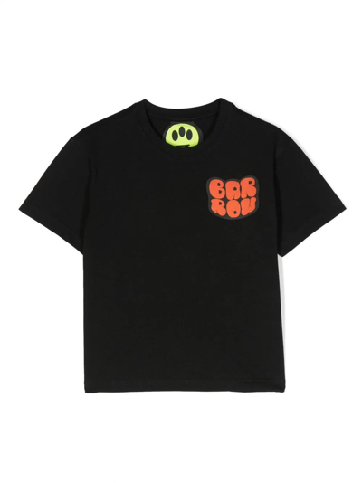 Barrow Kids' Black T-shirt With Balloon Lettering Logo In Nero