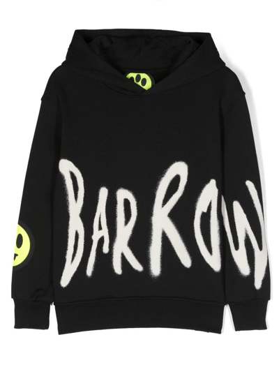 Barrow Kids' Logo-print Cotton Hoodie In Black