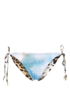 ROBERTO CAVALLI ROBERTO CAVALLI BIKINI BRIEFS WITH LACES AND WILD LEDA PRINT