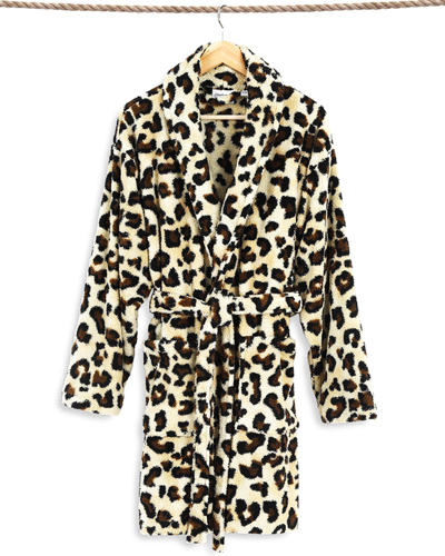 LINUM HOME TEXTILES LINUM HOME TEXTILES SUPER PLUSH LUXURIOUS SOFT LEOPARD PRINT BATHROBE