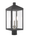 Livex Lighting Livex Nyack 3 Light Scandinavian Gray Outdoor Post Top Lantern