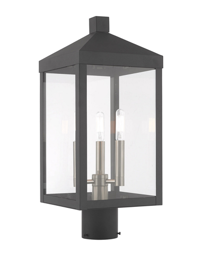 Livex Lighting Livex Nyack 3 Light Scandinavian Gray Outdoor Post Top Lantern