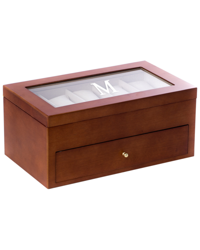 Bey-berk Monogrammed Cherry Wood 20-watch Box